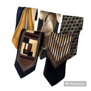 Lot Of 5 Fratelli Silk Ties Muted Pattern Interesting
